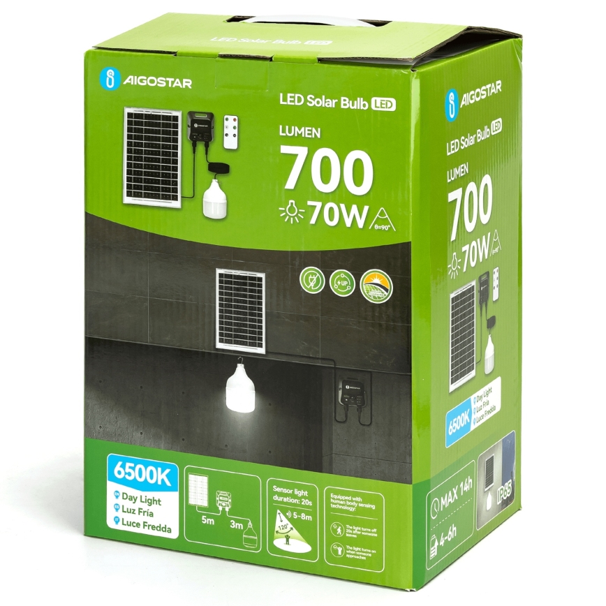 Aigostar - LED Solar kroonluchter met sensor LED/70W/12V 6000 mAh 6500K diameter 12 cm + afstandsbediening
