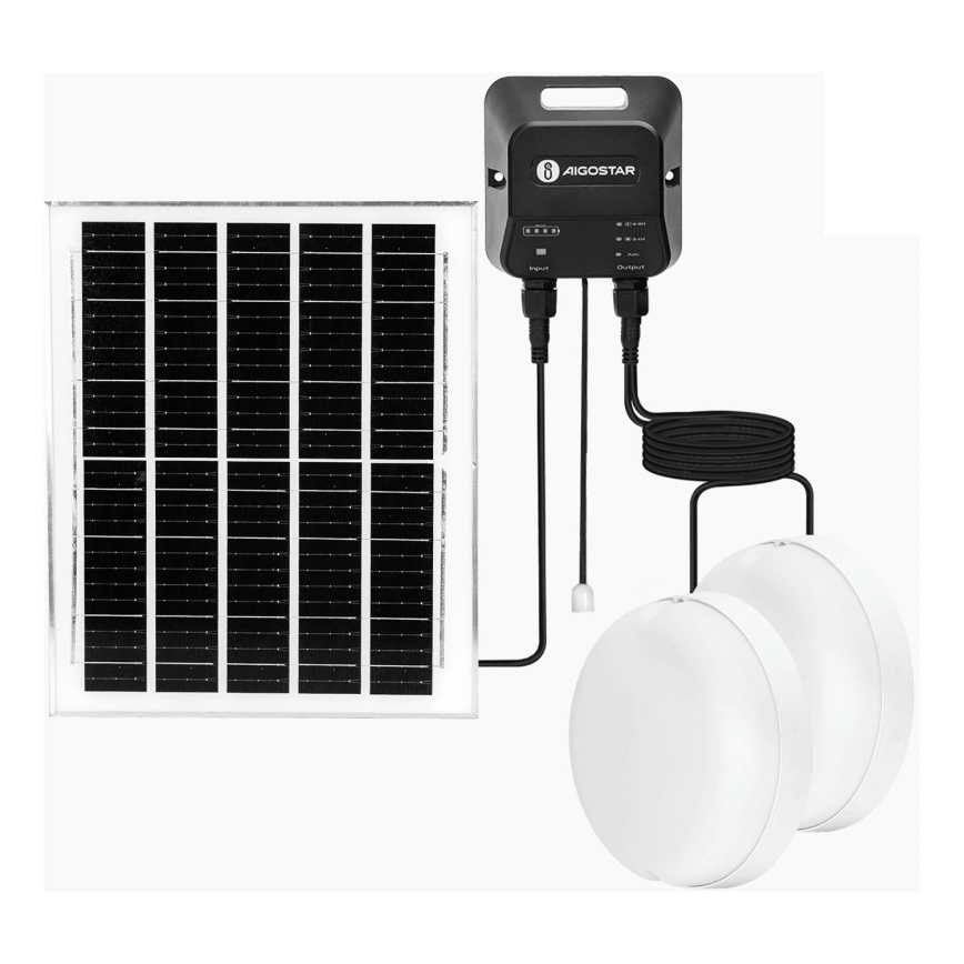 Aigostar - LED Solar lamp 2xLED/70W/12V 12000 mAh 6500K diameter 20,5 cm + afstandsbediening