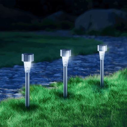 Aigostar - LED Solar lamp LED/0,006W/1,2V 40 mAh 29,5 cm mat chroom 6500K IP44