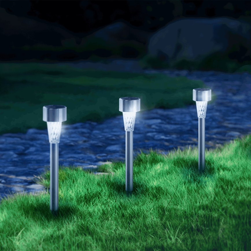 Aigostar - LED Solar lamp LED/0,006W/1,2V 40 mAh 29,5 cm mat chroom 6500K IP44