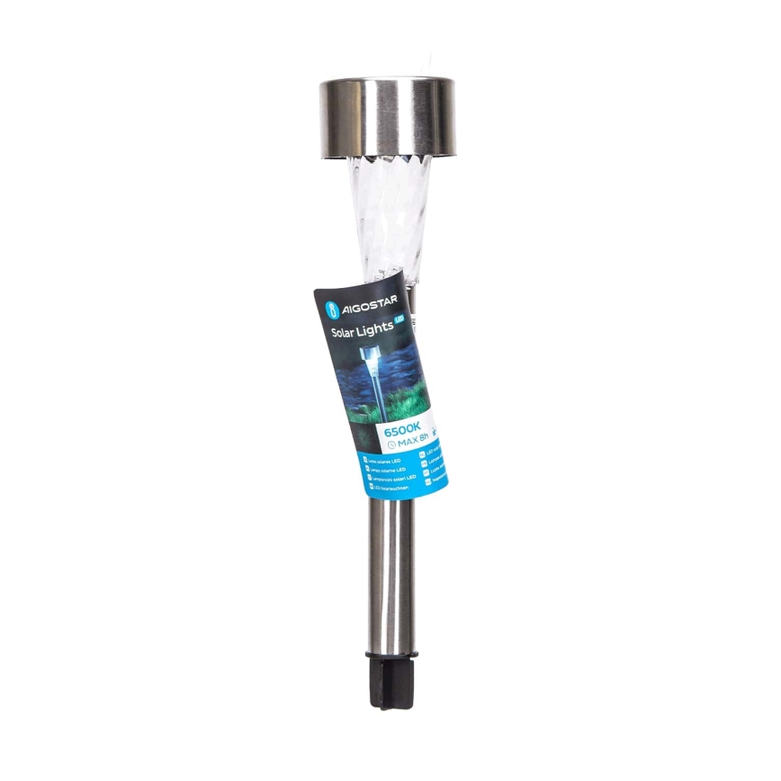 Aigostar - LED Solar lamp LED/0,006W/1,2V 40 mAh 29,5 cm mat chroom 6500K IP44