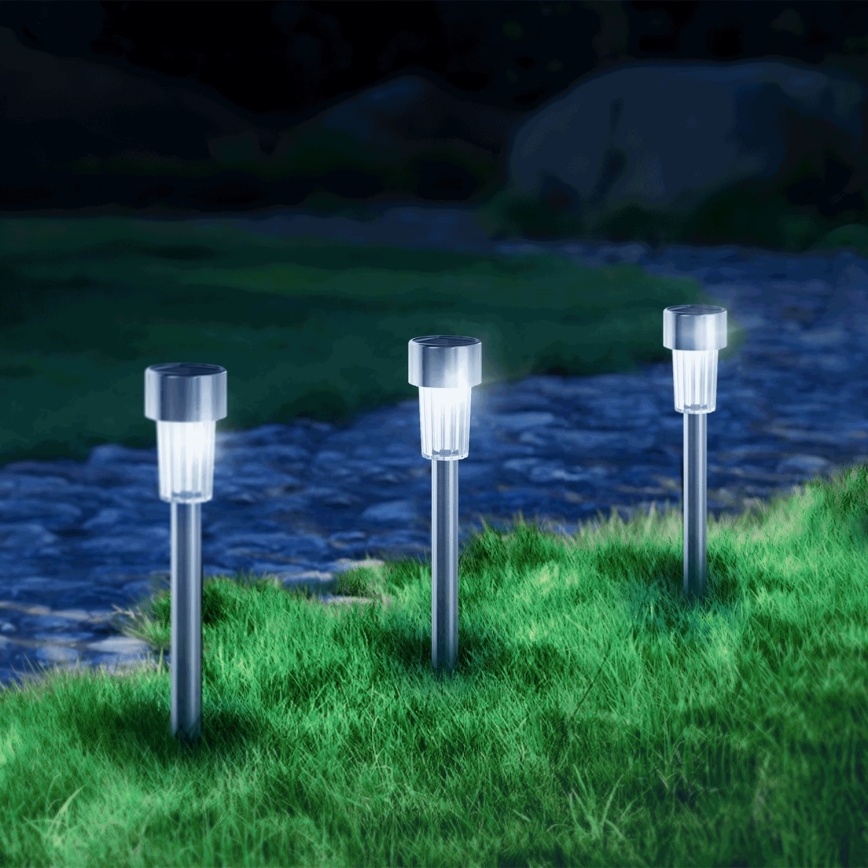 Aigostar - LED Solar lamp LED/0,006W/1,2V 29,5 cm 40 mAh mat chroom 6500K IP44