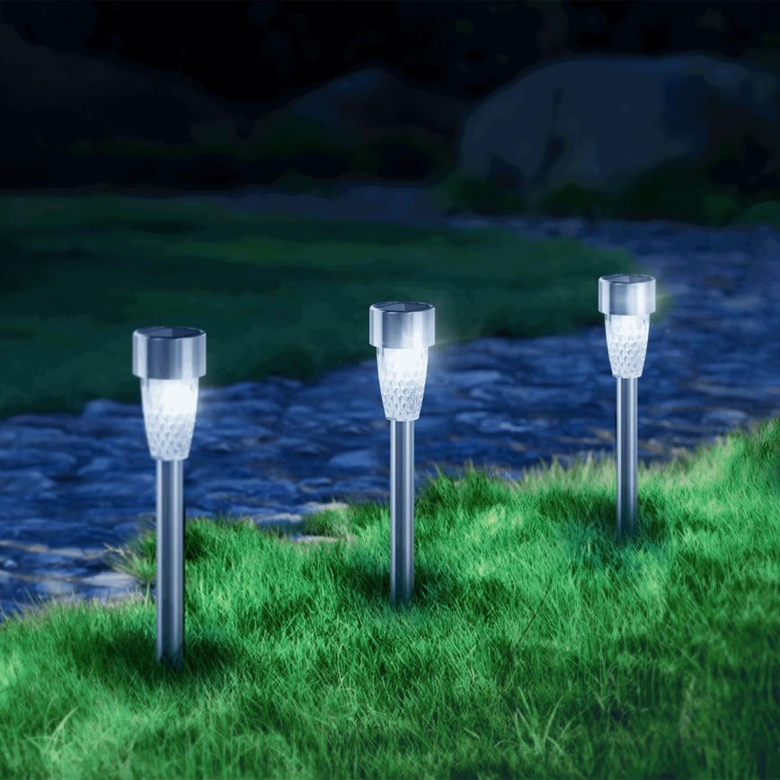 Aigostar - LED Solar lamp LED/0,006W/1,2V 40 mAh 29,7 cm mat chroom 6500K IP44