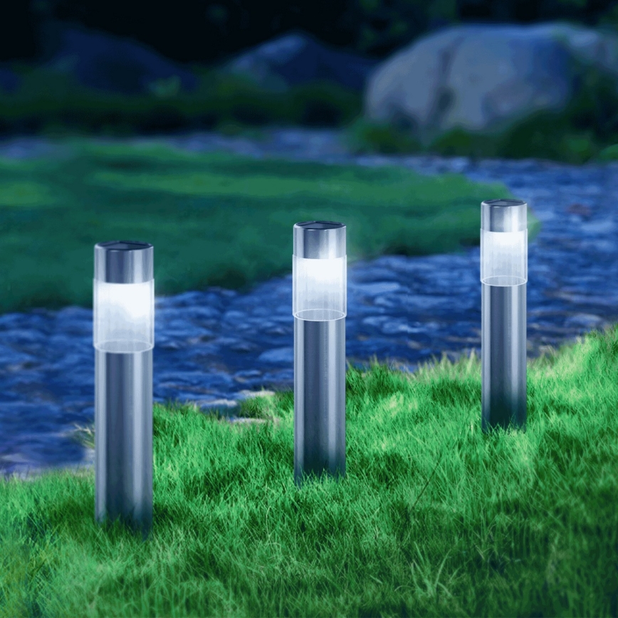 Aigostar - LED Solar lamp LED/0,006W/1,2V 31,5 cm 100 mAh mat chroom 6500K IP44