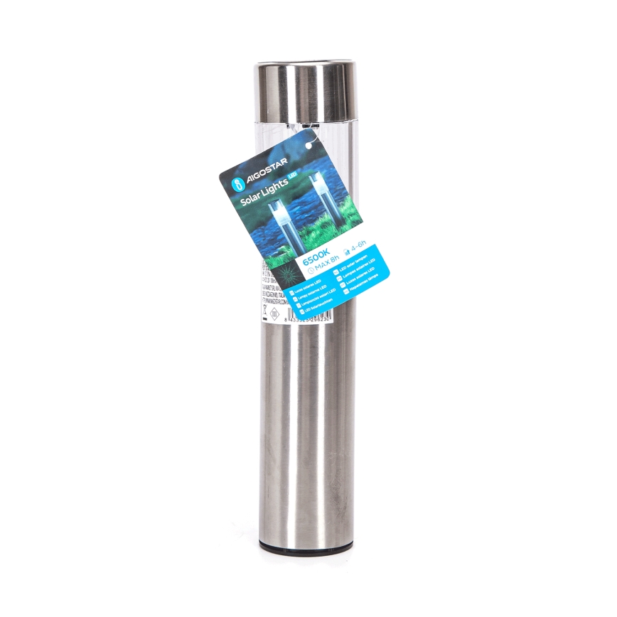 Aigostar - LED Solar lamp LED/0,006W/1,2V 31,5 cm 100 mAh mat chroom 6500K IP44