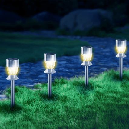 Aigostar - LED Solar lamp LED/0,006W/1,2V 35,5cm mat chroom 2700K IP44 100 mAh