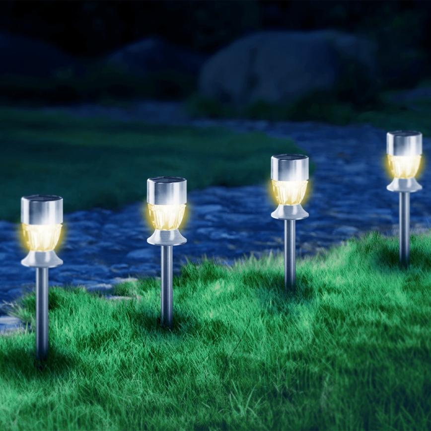 Aigostar - LED Solar lamp LED/0,006W/1,2V 35,5cm mat chroom 2700K IP44 100 mAh