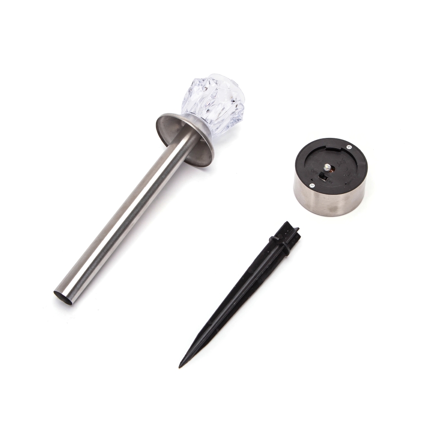 Aigostar - LED Solar lamp LED/0,006W/1,2V 35,5cm mat chroom 2700K IP44 100 mAh