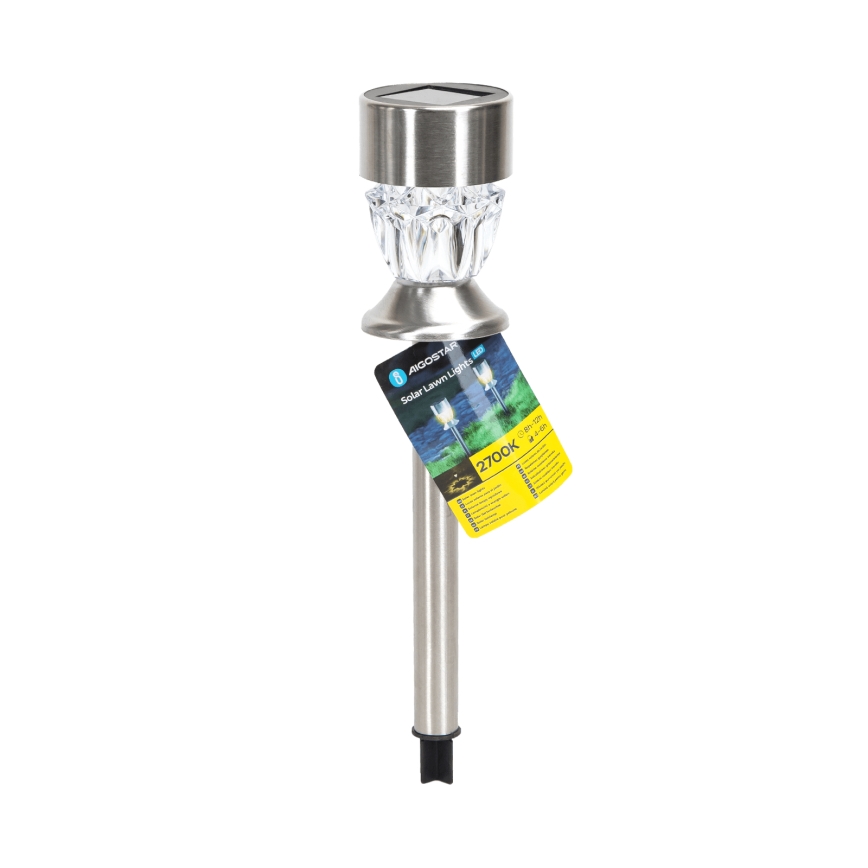 Aigostar - LED Solar lamp LED/0,006W/1,2V 35,5cm mat chroom 2700K IP44 100 mAh
