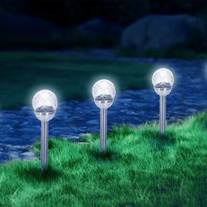 Aigostar - LED Solar lamp LED/0,006W/1,2V 37,8cm mat chroom 6500K IP44 100 mAh