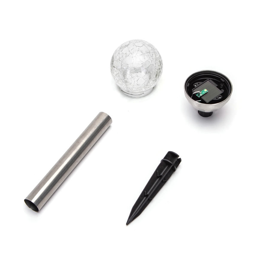 Aigostar - LED Solar lamp LED/0,006W/1,2V 37,8cm mat chroom 6500K IP44 100 mAh