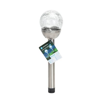 Aigostar - LED Solar lamp LED/0,006W/1,2V 37,8cm mat chroom 6500K IP44 100 mAh
