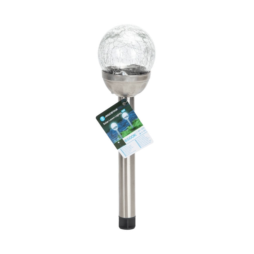 Aigostar - LED Solar lamp LED/0,006W/1,2V 37,8cm mat chroom 6500K IP44 100 mAh