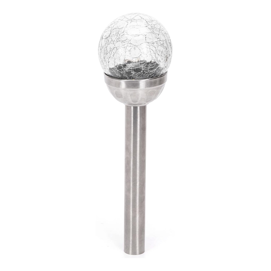 Aigostar - LED Solar lamp LED/0,006W/1,2V 37,8cm mat chroom 6500K IP44 100 mAh