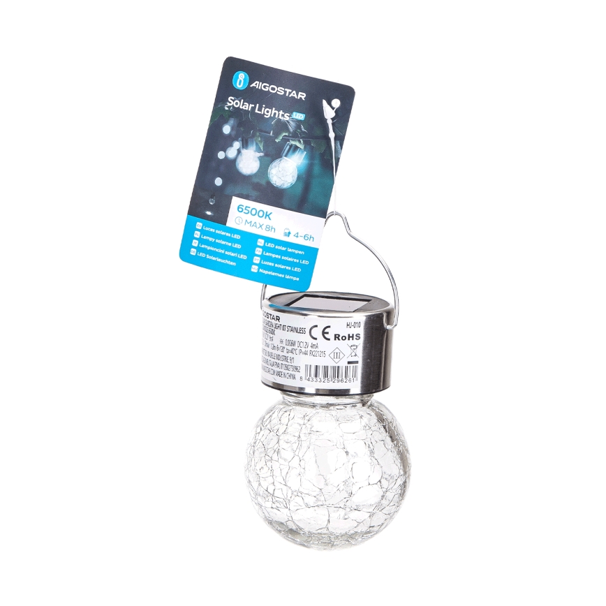 Aigostar - LED Solar lamp LED/0,006W/1,2V diameter 6 cm 100 mAh 6500K IP44