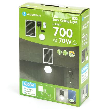 Aigostar - LED Solar lamp LED/70W/12V 6000 mAh 6500K diameter 20,5 cm + afstandsbediening