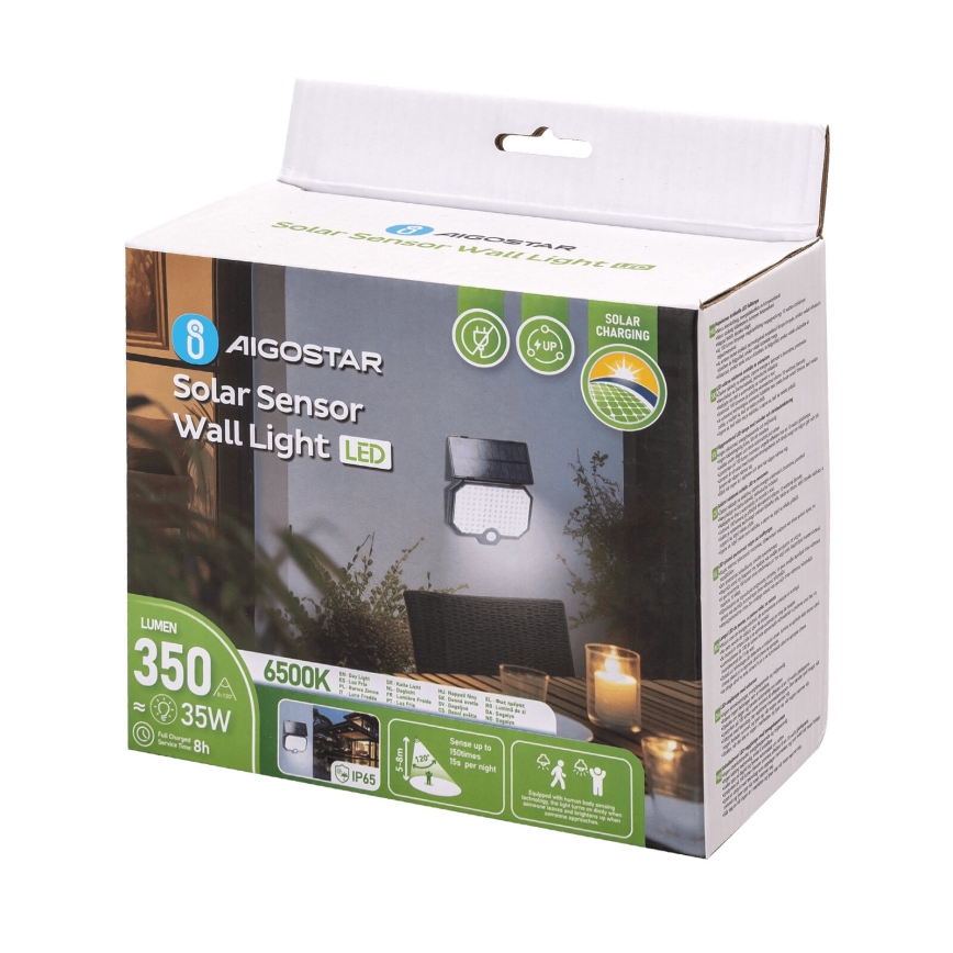 Aigostar - LED Solar lamp met bewegingssensor LED/2,4W/3,7V IP65