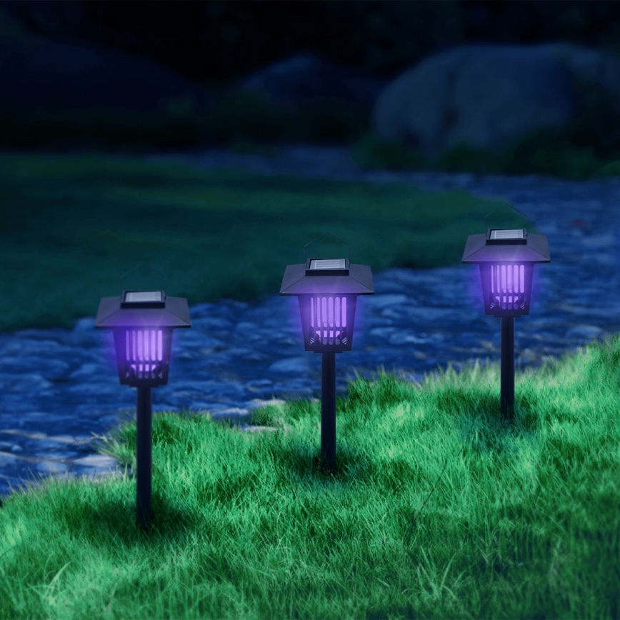 Aigostar - LED Solar lamp met een insectenval LED/0,03W/1,2V 55,2cm zwart 6500K 300 mAh IP44