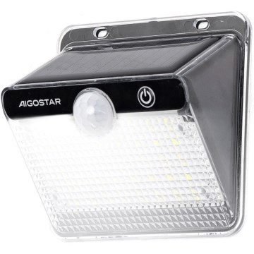Aigostar - LED Solar Lamp met Sensor LED/3,7V 6500K 1200 mAh IP65 zwart