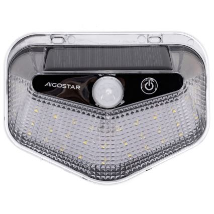 Aigostar - LED Solar Lamp met Sensor LED/3.7V 6500K 500 mAh IP65 Black