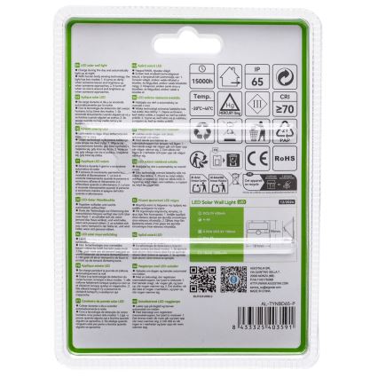 Aigostar - LED Solar Lamp met Sensor LED/3,7V 6500K 1200 mAh IP65 zwart