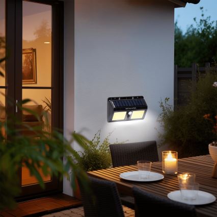 Aigostar - LED Solar wandlamp met sensor LED/20W/5,5V 2400 mAh 6500K IP65