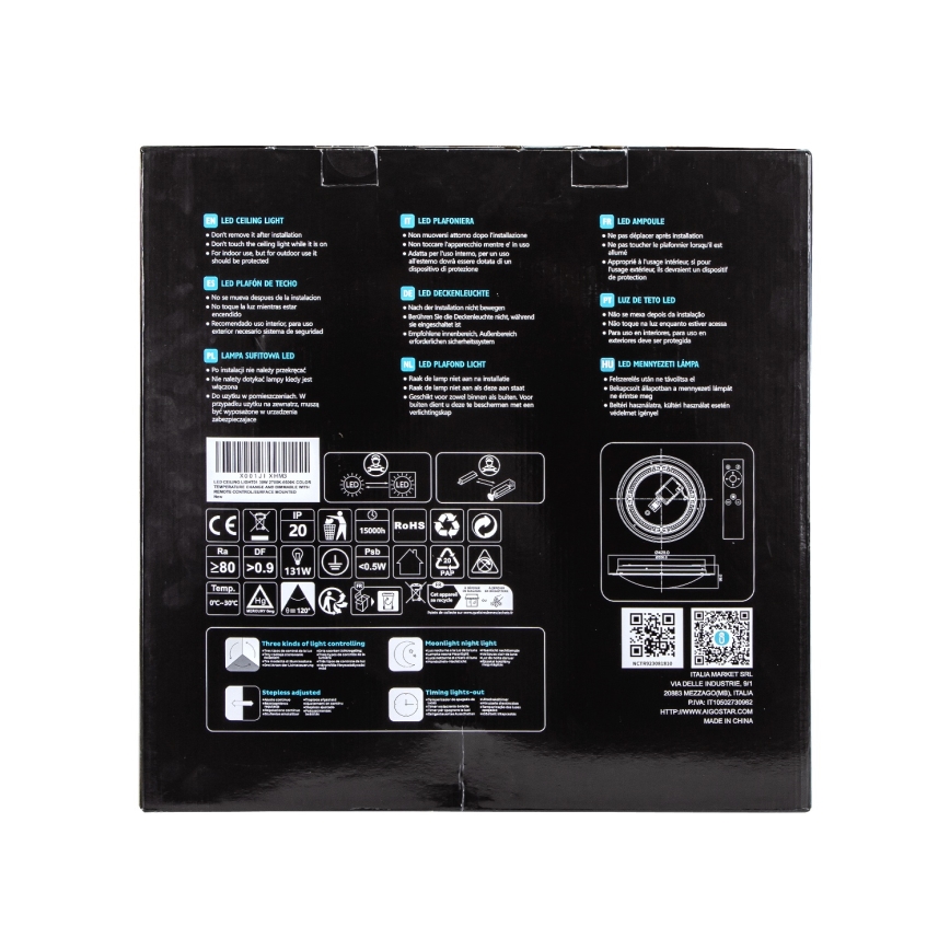 Aigostar - Dimbaar LED Plafond Lamp 30W/230V 2700–6500K Ø 42.9 cm chroom + Remote Control