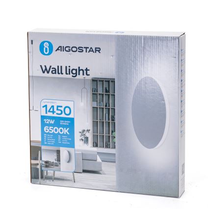 Aigostar - LED-wandlamp 12W/230V 6500K 25 cm wit