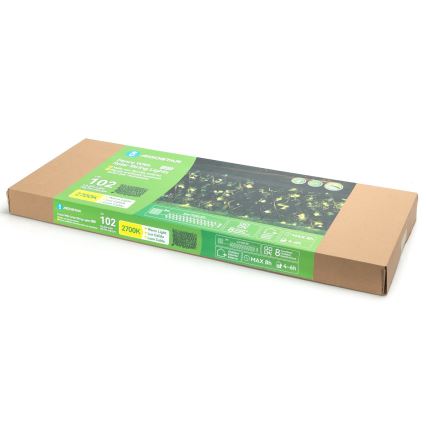 Aigostar - LED zonnedecoratie 102xLED/2x0,7m IP65 300 mAh warm wit klimop