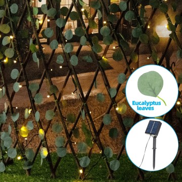 Aigostar - LED zonne-decoratie 148xLED/2x1,2m IP65 300 mAh warm wit eucalyptus