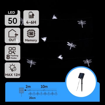 Aigostar - LED zonne-decoratiesnoer 50xLED/8 functies 10 m 800 mAh IP65 koel wit