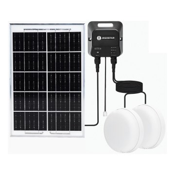 Aigostar - LED Zonne-energie lamp 2xLED/35W/12V 6000 mAh 6500K Ø 16,8 cm + afstandsbediening
