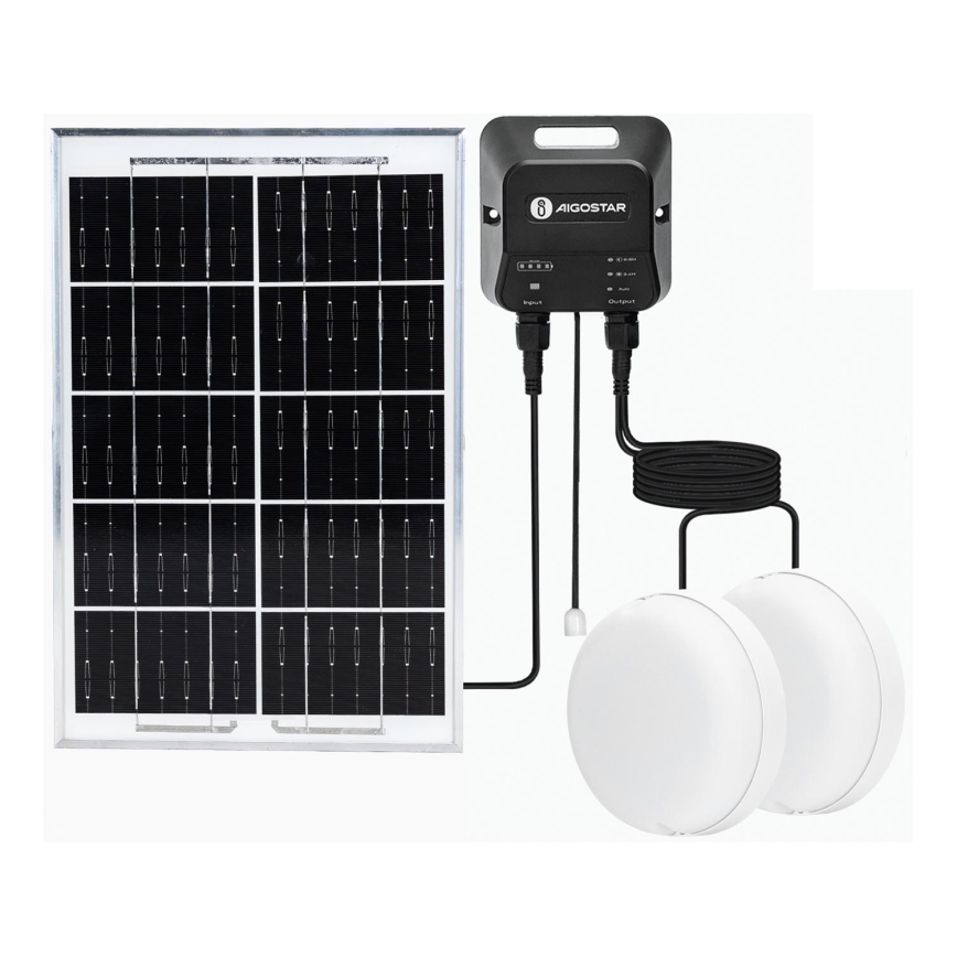 Aigostar - LED Zonne-energie lamp 2xLED/35W/12V 6000 mAh 6500K Ø 16,8 cm + afstandsbediening