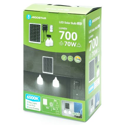 Aigostar - LED zonnependel 2xLED/35W/12V 6000 mAh 6500K IP65 Ø 10 cm + afstandsbediening