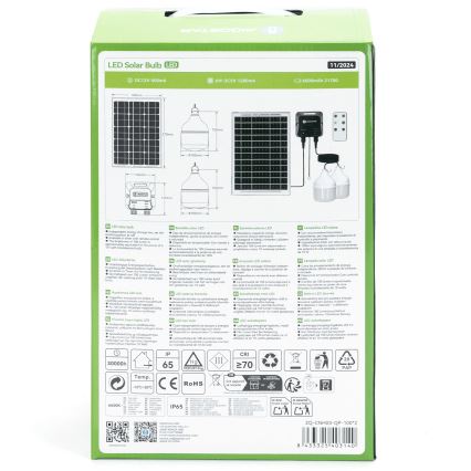 Aigostar - LED zonnependel 2xLED/35W/12V 6000 mAh 6500K IP65 Ø 10 cm + afstandsbediening
