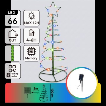 Aigostar - LED zonne-kerstdecoratie LED/0,59W/3,7V 100 cm IP65 130 mAh kerstboom meerkleurig