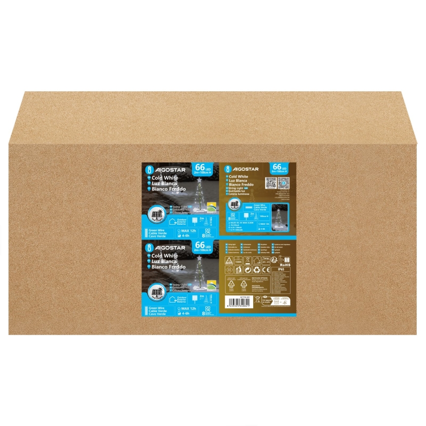 Aigostar - LED zonne-kerstdecoratie LED/0,59W/3,7V 100 cm IP65 130 mAh koel wit