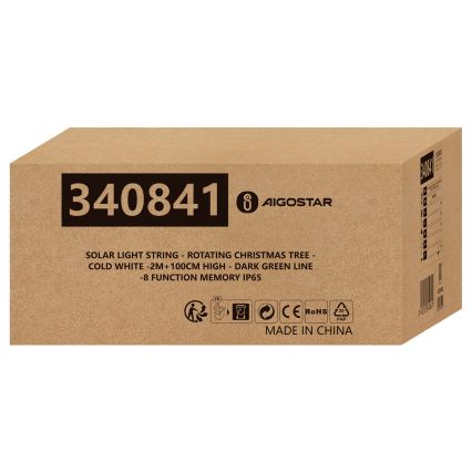 Aigostar - LED zonne-kerstdecoratie LED/0,59W/3,7V 100 cm IP65 130 mAh koel wit