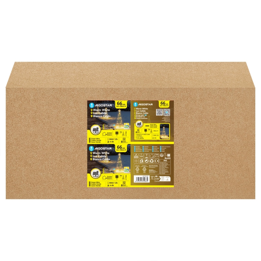 Aigostar - LED zonne-kerstdecoratie LED/0,59W/3,7V 100 cm IP65 130 mAh warm wit