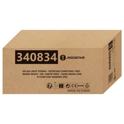 Aigostar - LED zonne-kerstdecoratie LED/0,59W/3,7V 100 cm IP65 130 mAh warm wit