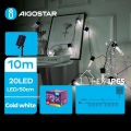 Aigostar - LED zonne-kerstslinger 20x LED / 8 functies 11,5 m 1200 mAh IP65 koel wit