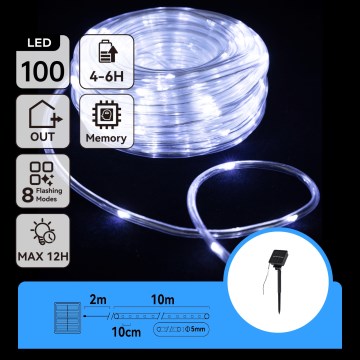 Aigostar - LED zonne-kerstsnoer 100xLED/8 functies 12m IP65 koud wit 800 mAh