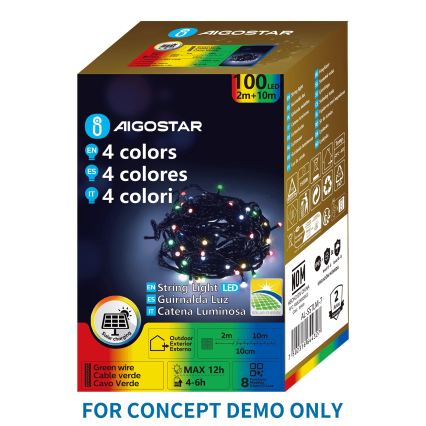 Aigostar - LED zonne-kerstverlichting 200 LEDs / 8 functies, 22 m, IP65, multicolor, 800 mAh