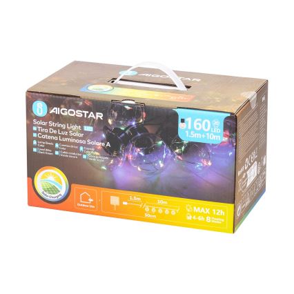 Aigostar - LED zonne-kerstsnoer 20xLED/8 functies 11,5m IP65 meerkleurig