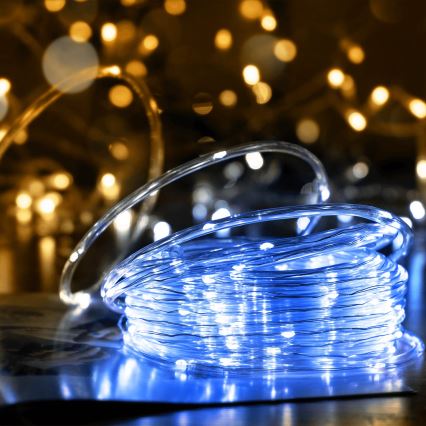 Aigostar - LED zonne-kerstsnoer 100xLED/8 functies 12m IP65 koud wit 800 mAh