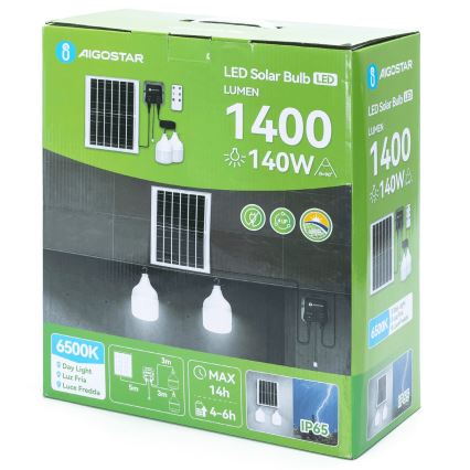 Aigostar - LED zonnehanglamp 2xLED/70W/12V 12000 mAh 6500K IP65 Ø 12 cm + afstandsbediening