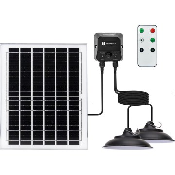 Aigostar - LED zonne-kroonluchter met sensor 2xLED/70W/12V 12000 mAh 6500K IP65 Ø 23,5 cm + afstandsbediening