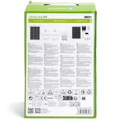 Aigostar - LED zonnehanglamp met sensor 2xLED/35W/12V 6000 mAh 6500K IP65 Ø 10 cm + afstandsbediening
