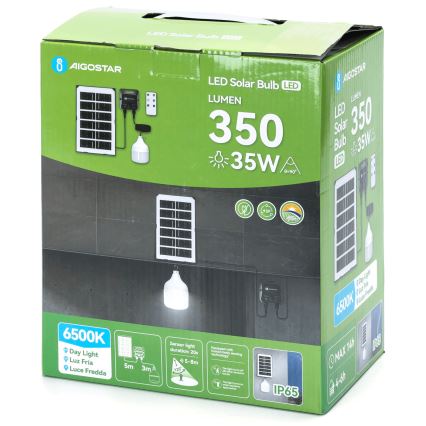 Aigostar - LED solarlamp met sensor LED/35W/12V 3000 mAh 6500K IP65 Ø 10 cm + afstandsbediening