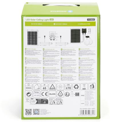 Aigostar - LED Zonne-energie lamp 2xLED/35W/12V 6000 mAh 6500K Ø 16,8 cm + afstandsbediening